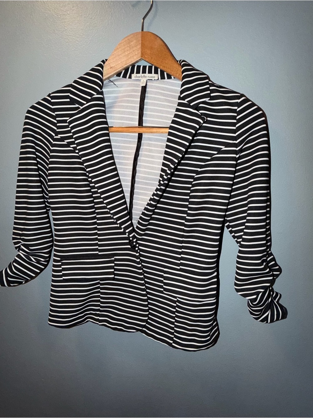 Charlotte Russe Black and White Striped Blazer Jacket